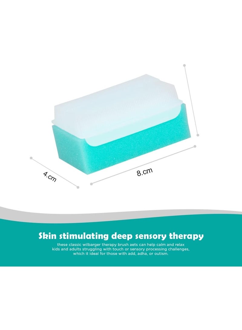 abley's Therapy Brushes with Sponge for Sensory Processing, Deep Pressure Stimulation, Wilbarger Protocol (Blue) - Image 2